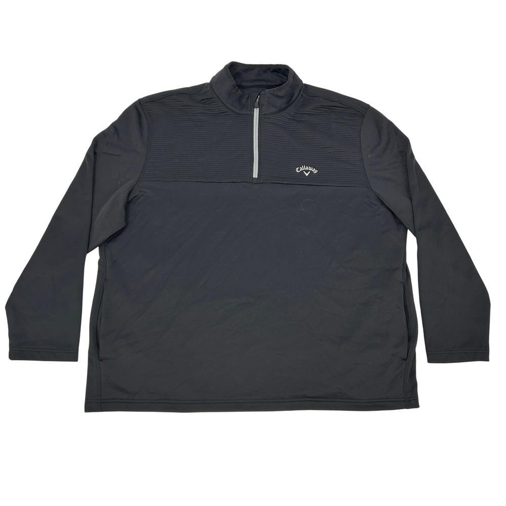 Callaway 1/4 Zip Pullover Mens XXL Black Textured Panel Golf Sweatshirt Pockets